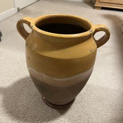 Antique French Confit Pot Terracotta With 2 “Ear” Handles, Home Decor