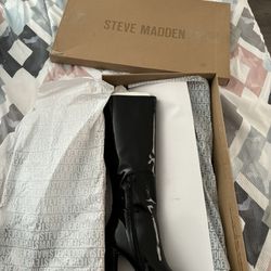 Never Worn Steve Madden Black Patent Knee High Boots 