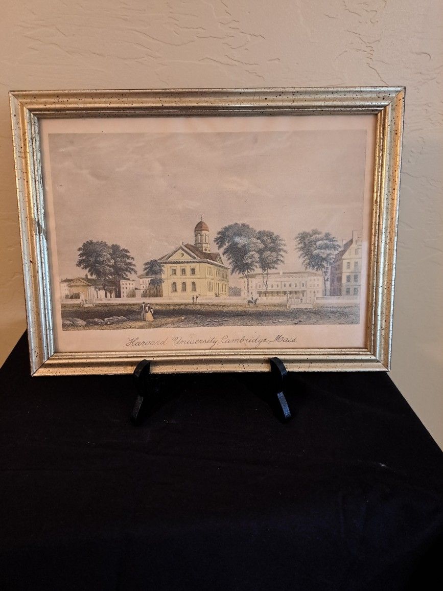 Lithograph Of Harvard University Cambridge Mass