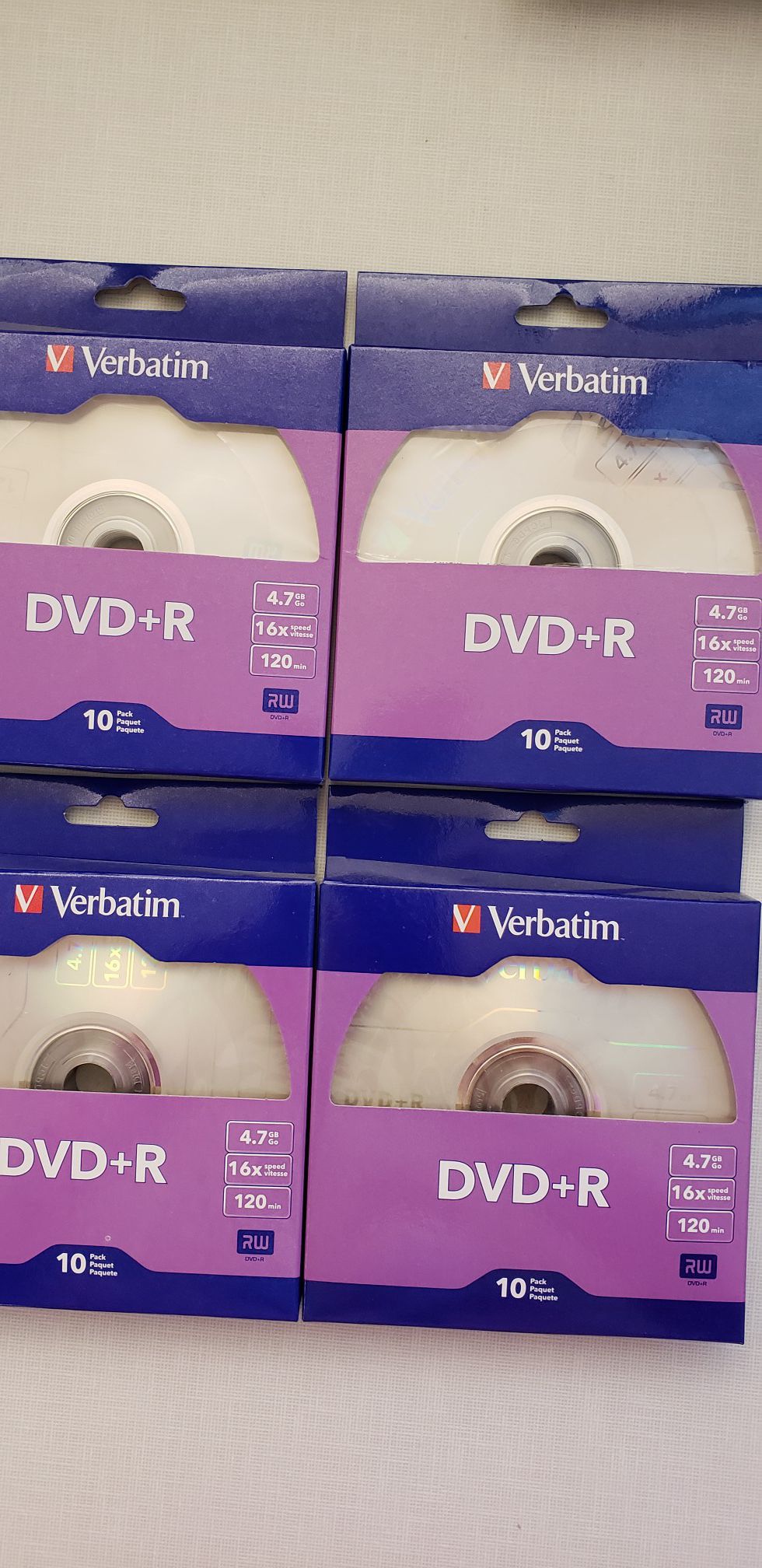 Verbatim DVD+R 4.7GB 16x Recordable Media Disc - 10 Disc Box* BRAND NEW 4 PAK