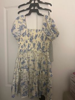Blue Floral Smocked Tiered Mini Dress