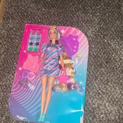 Barbie brand new box ripped open Barbie still attached to what’s left of the box