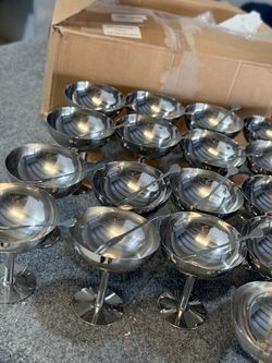 Stainless Steel Ice Cream Cups with Spoons – Bulk Lot