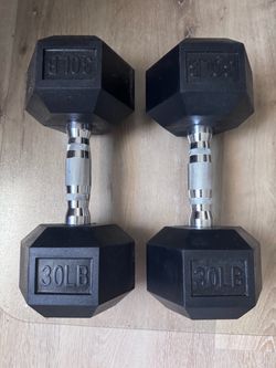 2 30 lb pound dumbbells set pair weights work out like new
