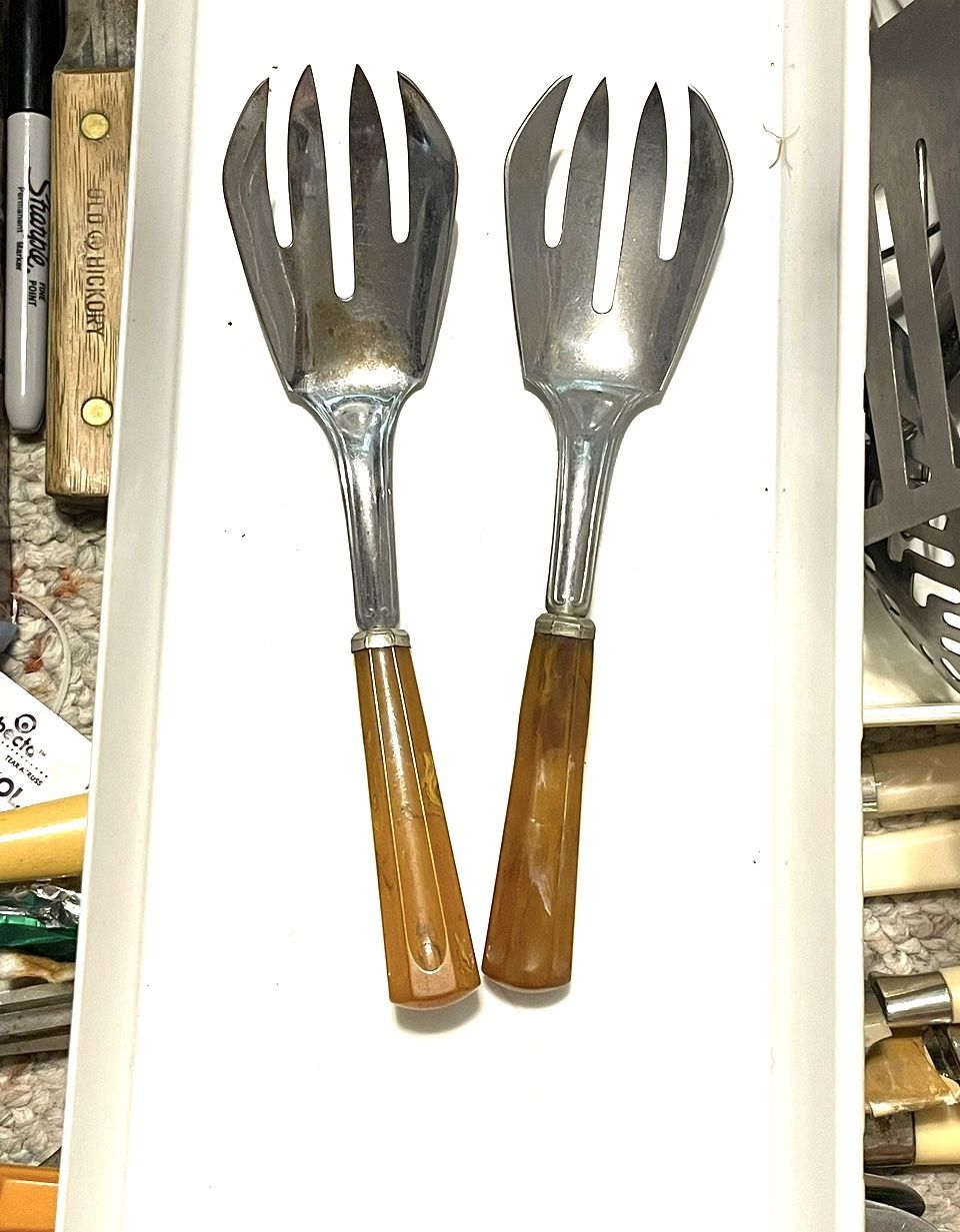 Pair Of Bakelite Salad Forks