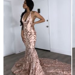 Prom Dress/ Rose Gold/ Size 2