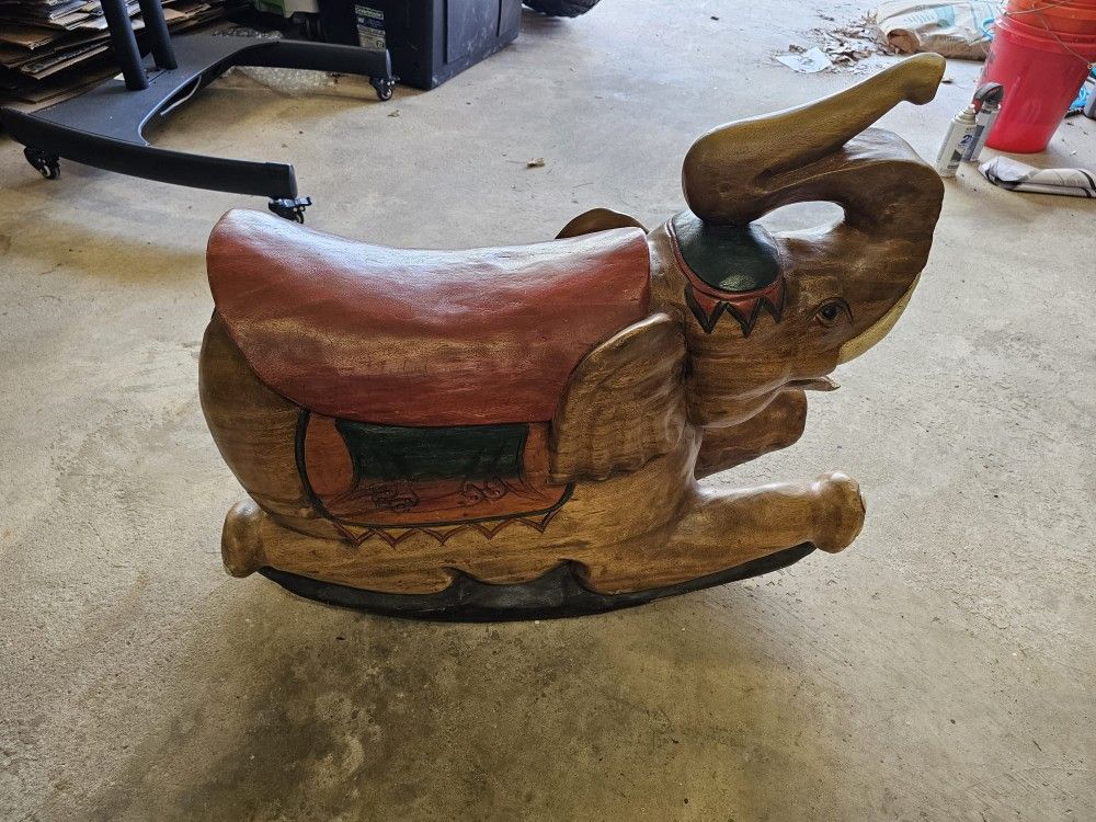Rare Vintage Hand-Carved Wood Rocking Horse Elephant
Ride-on Thailand