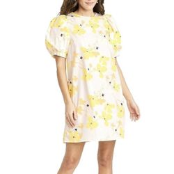 A New Day Women's Floral Print Puff-Sleeve Dress (Medium)