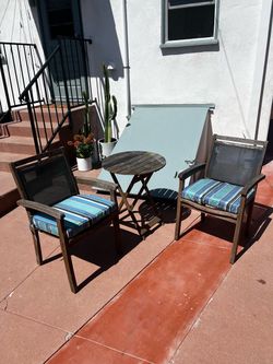 Outdoor Interiors 3-Piece Wood Patio Set with Sunbrella Cushions