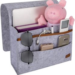 EXECCZO Bedside Caddy for Dorm College Room Bunk Bed, Bed Caddy Storage Organizer Home Sofa Desk Felt Bedside Pocket for Organizing Tablet Pad Magazin