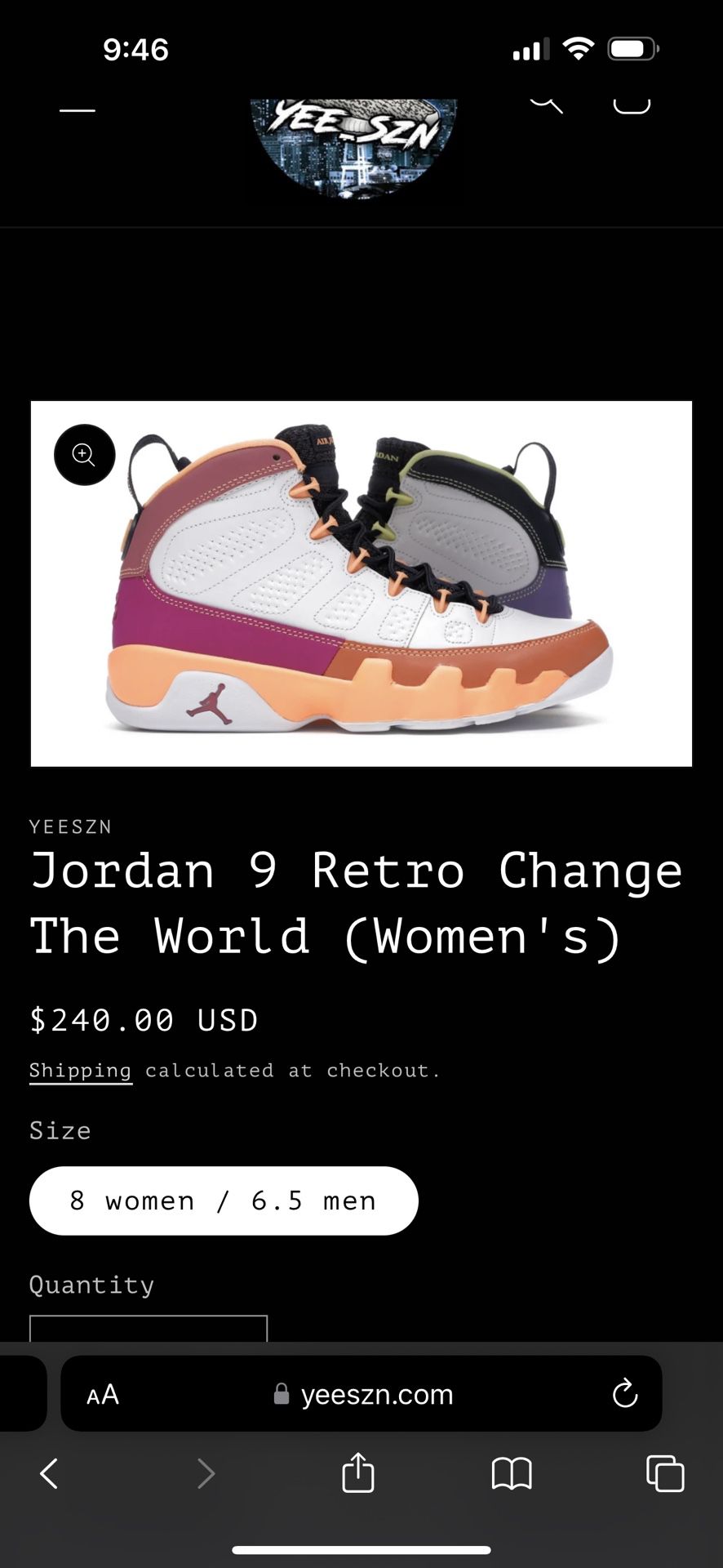Nike Air Jordan 9 Retro 8W / 6.5 Men Brand New