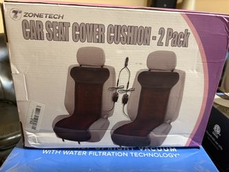 Zone Tech 12V Black Travel Seat Cover Cushion with Heating Function for Chilly Climates - Comfortable and Warmth During Long Drives