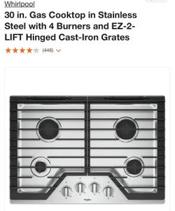 30 in. Gas Cooktop in Stainless Steel with 4 Burners and EZ-2-LIFT Hinged Cast-Iron Grates