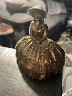 Brass /copper /tin Bell Victorian Lady Crinoline Dress Southern Belle England Vintage