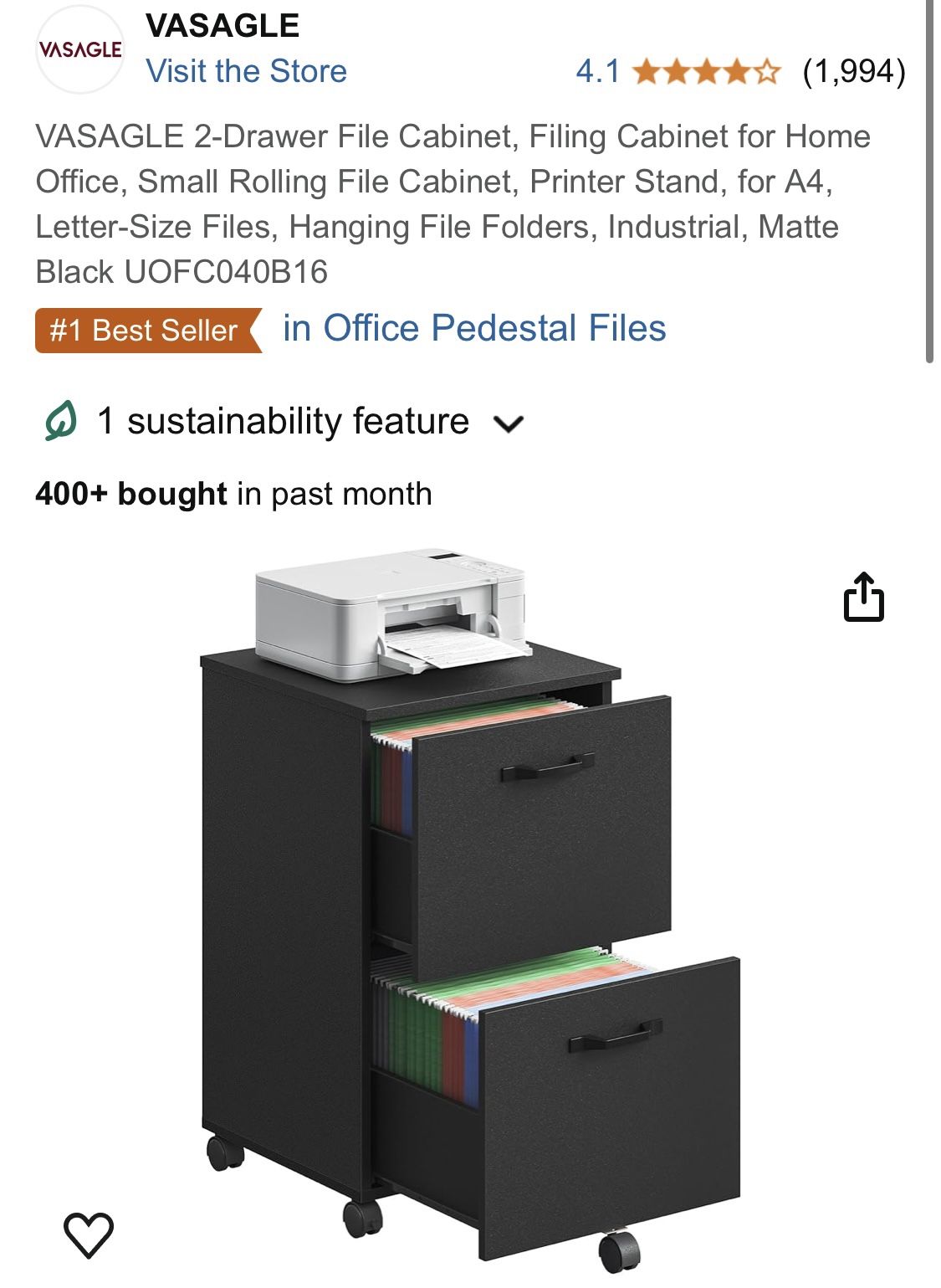 2 Drawer Filing Cabinet With Wheels