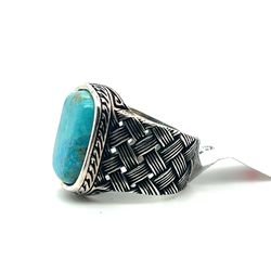 925 Sterling Silver Mens Large Gemstone Ring Weave Style Size 8 11.70grams 160863 2
