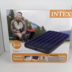 Intex Twin Size Classic Downy Inflatable Air Bed Mattress 68757WA (Blue) NEW