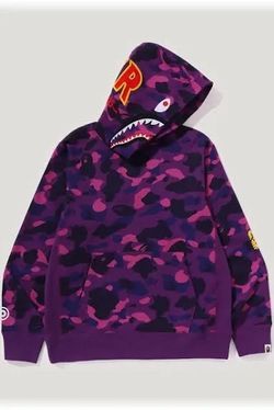 BAPE Shark Full Zip Hoodie Purple Camo
