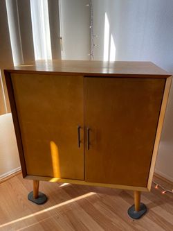 Mid-Century Modern Wood Cabinet with Tapered Legs