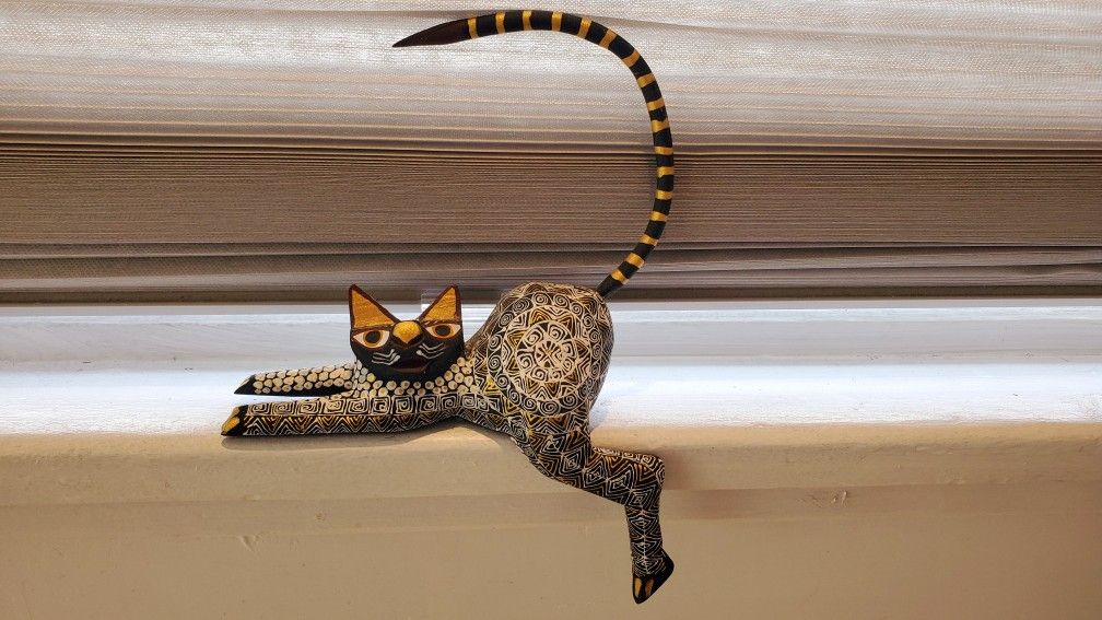 Oaxaca Painted Wooden Cat