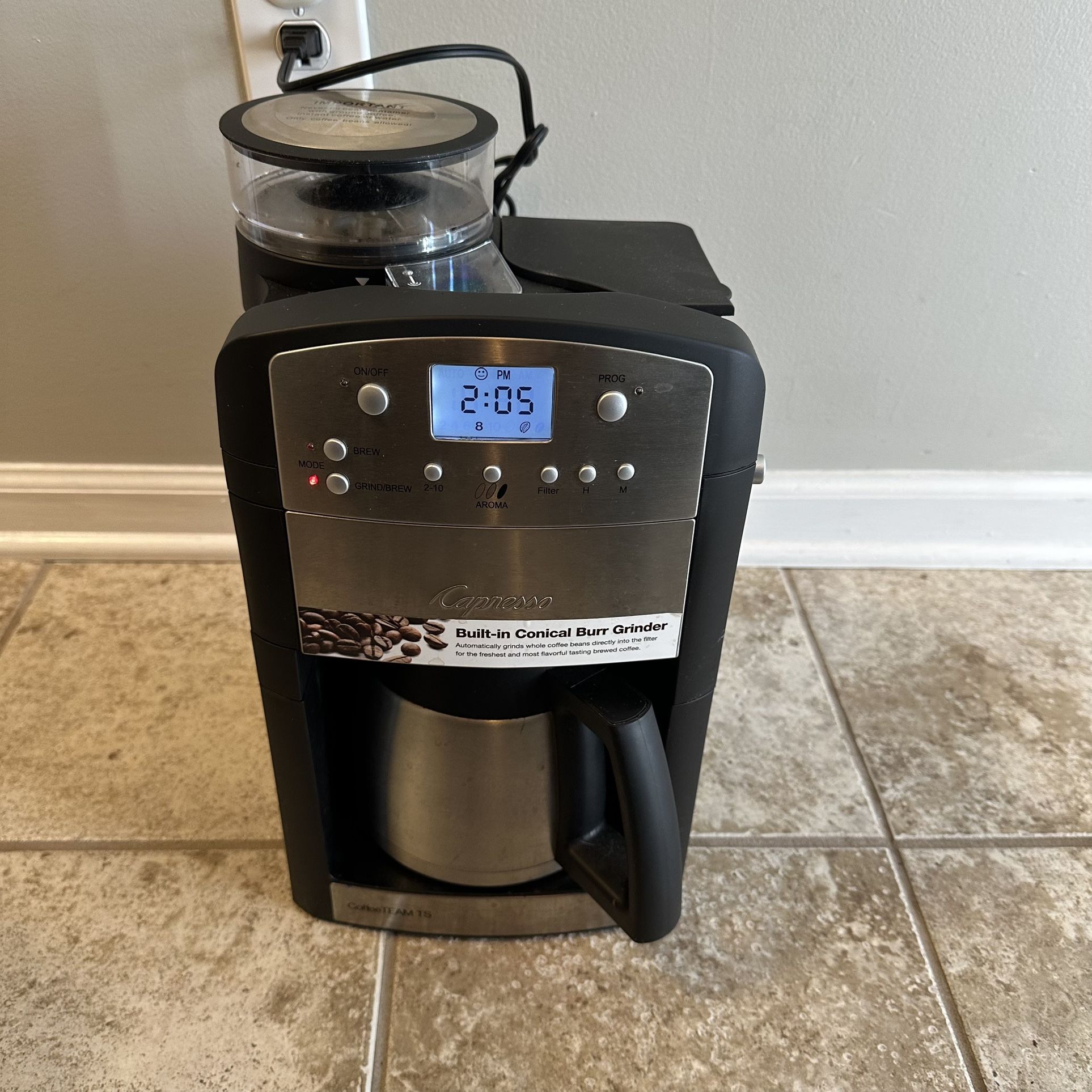 Capresso 10-Cup Digital Coffee Maker w/ Burr Grinder & Thermal Carafe