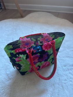 Handmade Beaded Floral Handbag – Colorful Artisan Purse