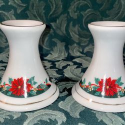 Vintage "Deck the Halls" Set of Two Candlestick Holders by Tienshan