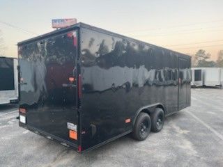 8.5x20ft Enclosed Vnose Trailer Black Out Special ATV UTV SXS RZR Motorcycle Bike Car Truck Hauler Moving Traveling Cargo Storage