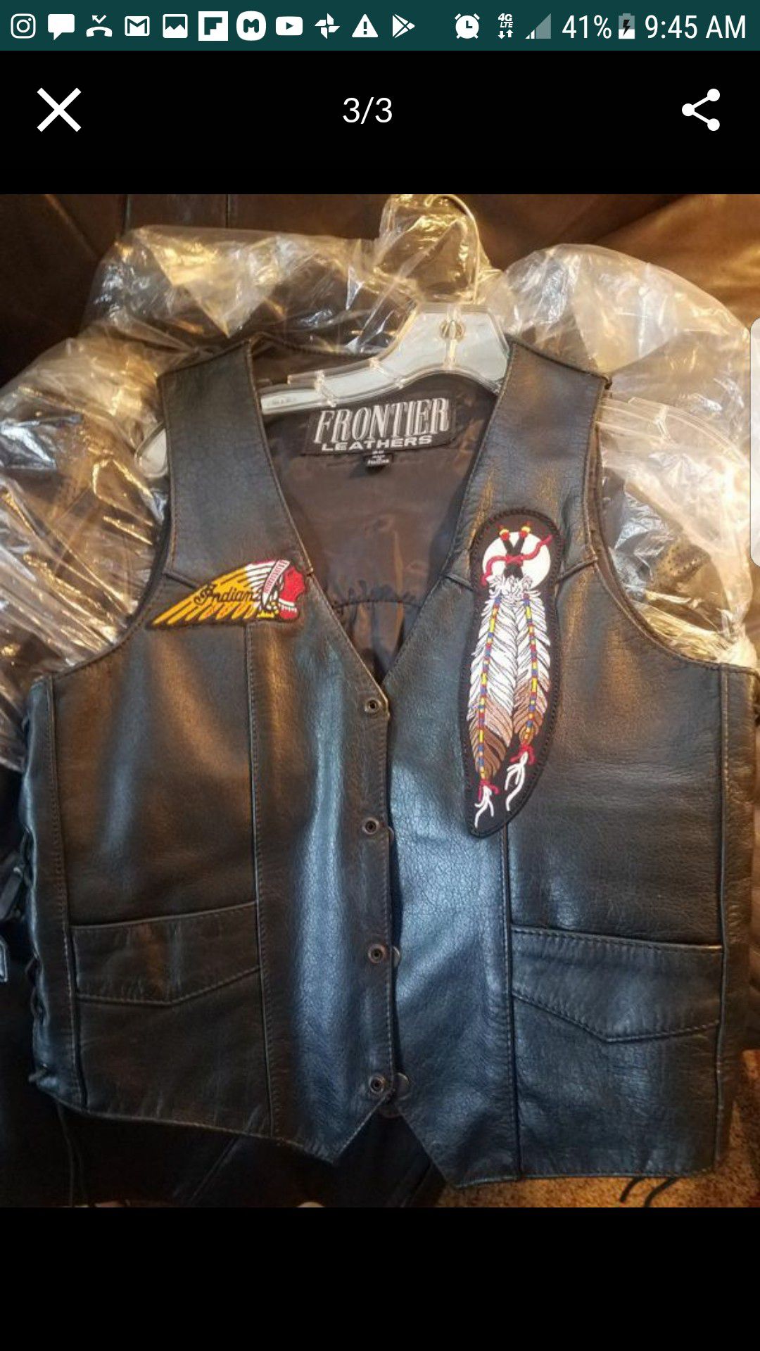 Leather Vest woman's motorcycle