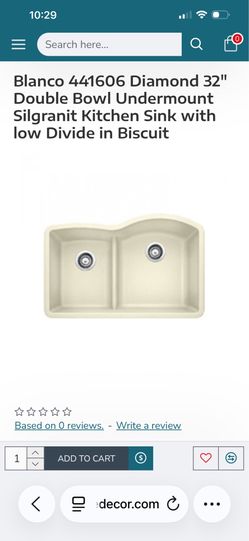 Blanco 441606 Diamond 32" Double Bowl Undermount Silgranit Kitchen Sink with low Divide in Biscuit