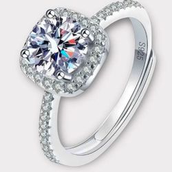 Moissanite Square Halo Ring