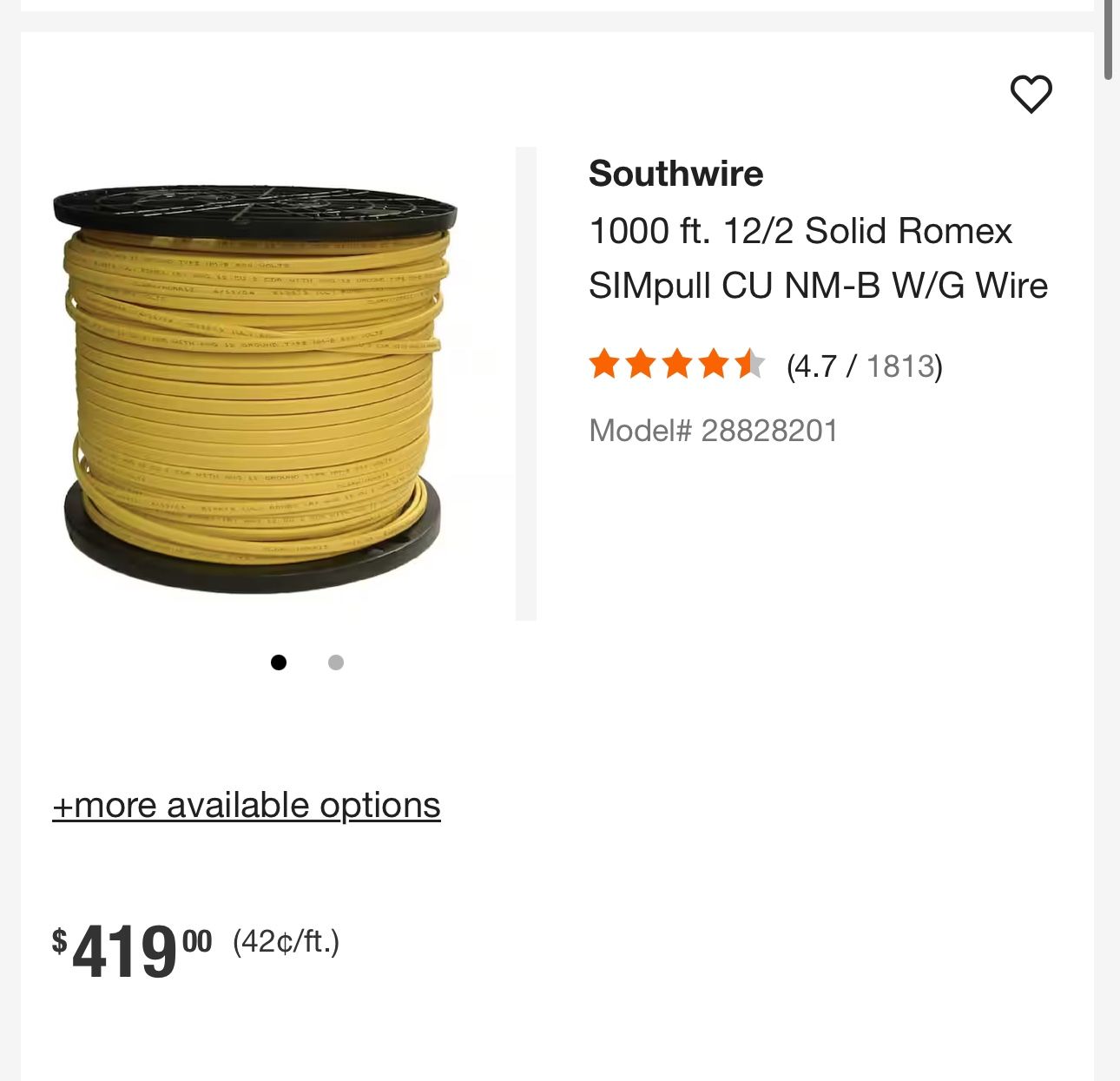 Southwire 1000 ft. 12/2 Solid Romex SIMpull CU NM-B W/G Wire