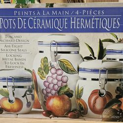 Brand New Tuscano Orchard Kitchen Canister Set – Hand Painted Fruit Design 🍋
