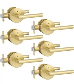 (Brand New in Box)
Goldenwarm 6 Pack Gold Door Handles Interior, Privacy Brushed Gold Interior Door Handle, Heavy Duty Zinc Alloy Door Lever for Bedr