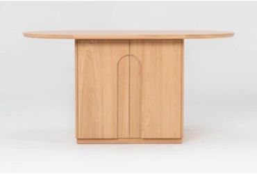 Catania Natural Oak Oval 2 Door 70" Kitchen Island With Wine Storage