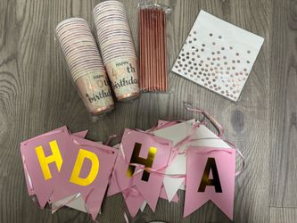 40th Birthday Pink & Gold Party Decor 