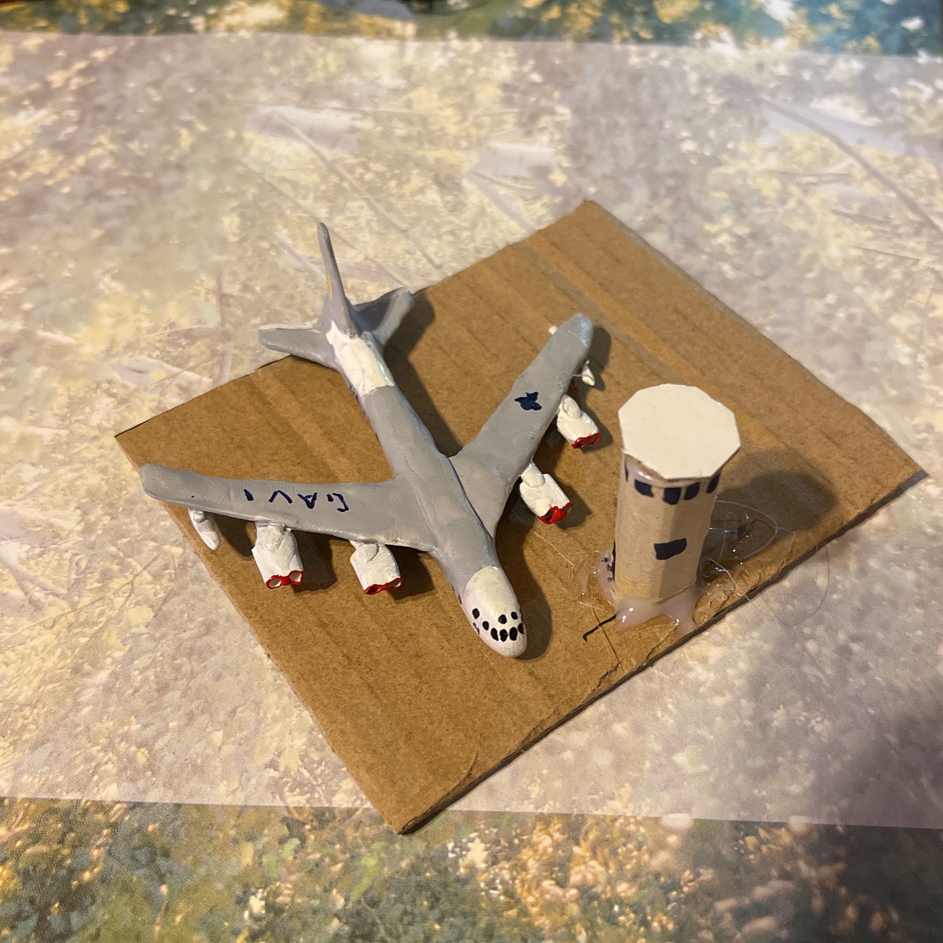 Tiny B-52 strategic bomber ornament 1:700 scale hand sculpted polymer enamel painted