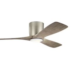 KICHLER Volos 48 in. Indoor Brushed Nickel Low Profile Ceiling Fan with Integrated LED with Wall Control Included