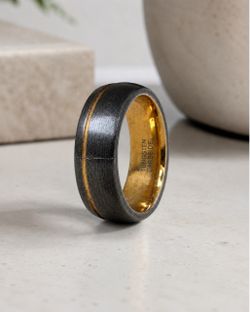 Black & Gold Tungsten Carbide Ring