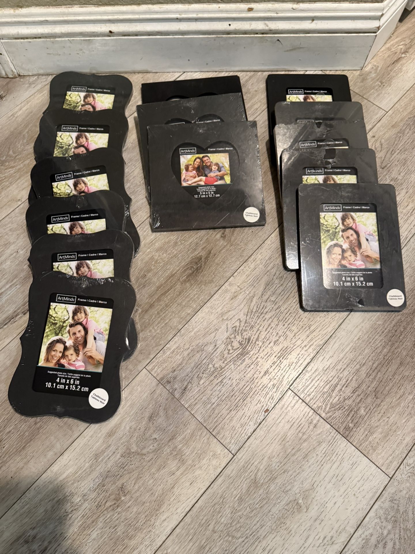 FREE!! Chalkboard Frames Black Heart Square 4inx6in 5in x5in- New- 14 Piece