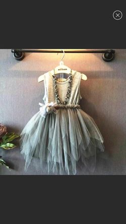 NWT adorable grey tutu dress ( necklace not included)