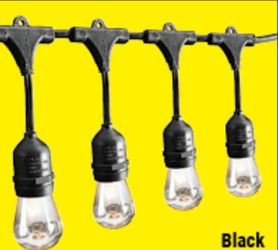 Black Outdoor String Lights with Bulbs