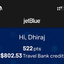 Jet Blue Travel Credits. Expiration May 8, 2024