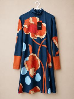 StyleWe Floral Print Mock Neck Dress