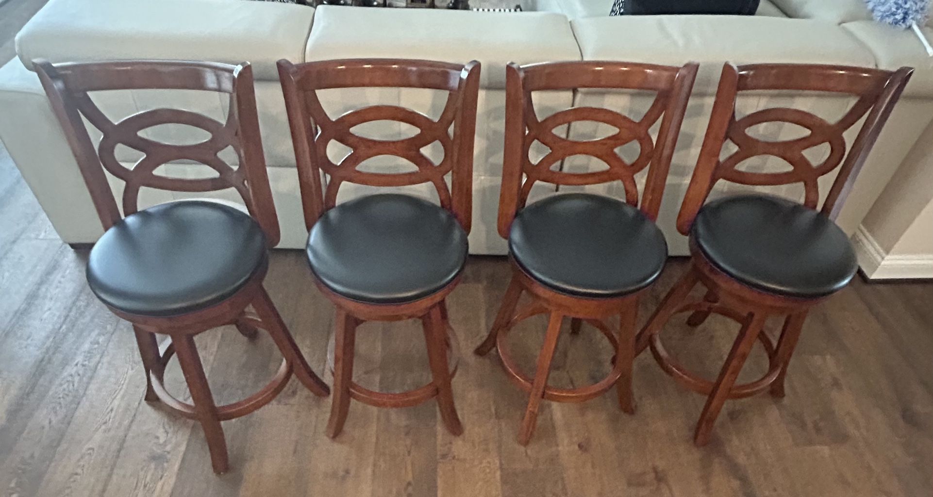 Elegant Wooden Swivel Chairs – Set Of 4