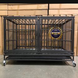 Dog Pet Cage Kennel Size 43 With Divider And Feeding Bowls New In Box 📦 