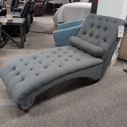 Gray Tufted Chaise Lounge