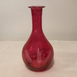 fuchsia color glass bottle Vintage  “without stopper”
