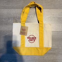 Trader Joe’s Yellow Mini Canvas Tote Bag New 
