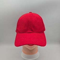 Unbranded Solid Red Twill Acrylic Adjustable Hat. 8